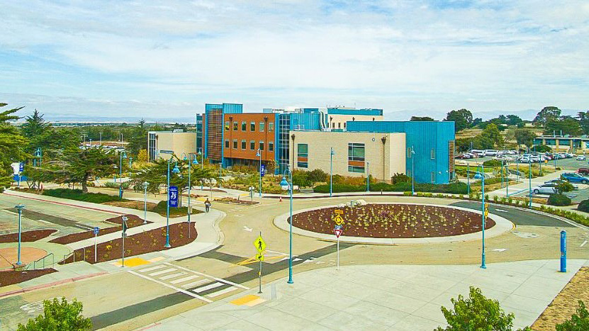 An aerial photo of the Chapman building