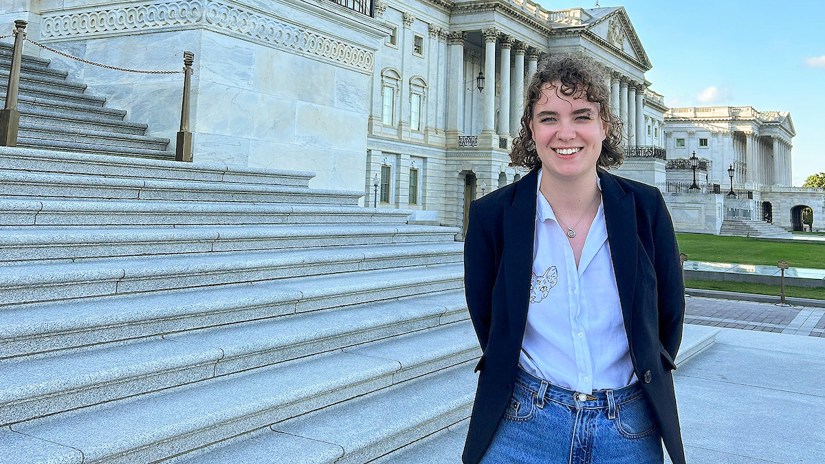 Mabel Cummings stands in front of the U.S. Capitol