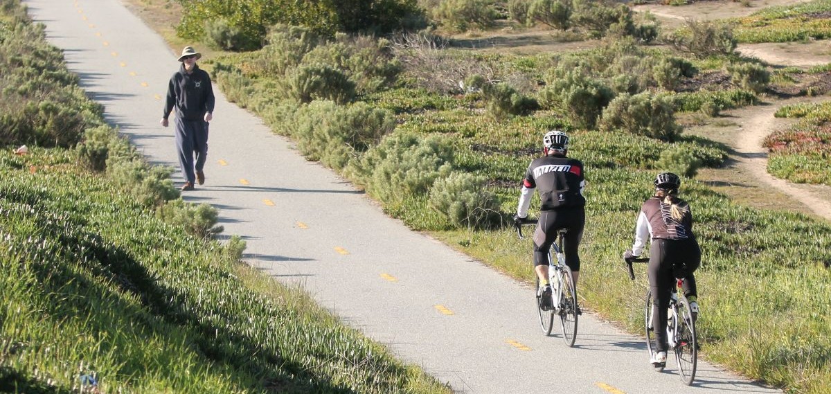 hiker and bikers on same trail