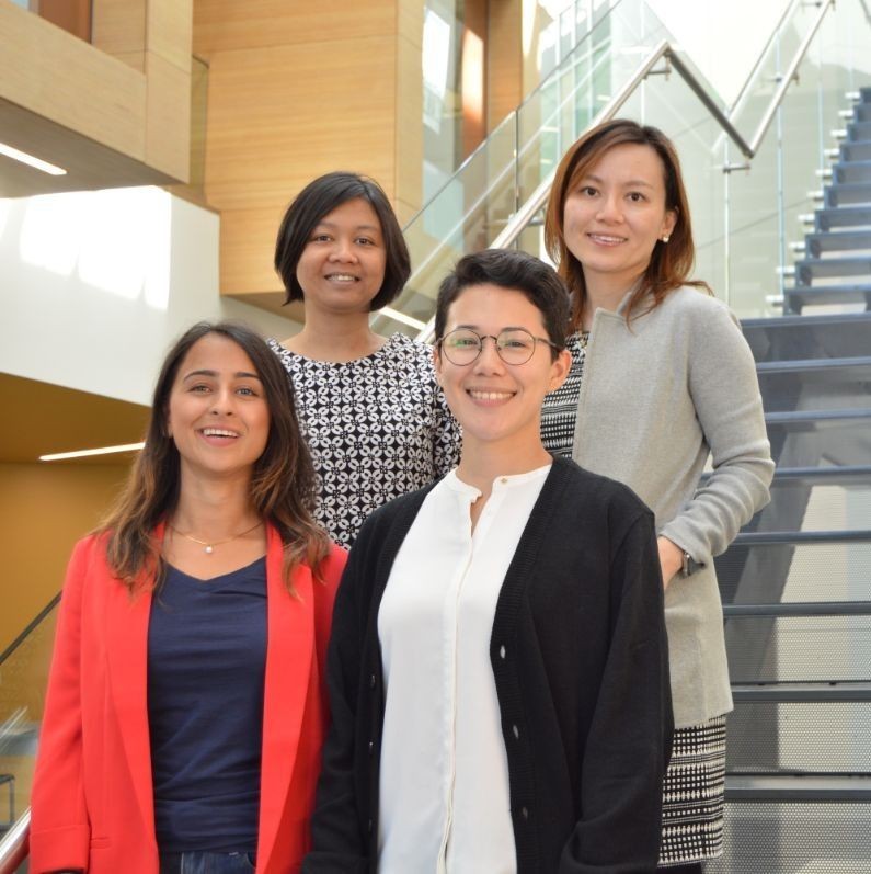 (L to R, starting at the bottom) Brishna Nader, Cris de los Santos, assistant professor Angelina Nariswari, and assistant professor Jenny Lin.