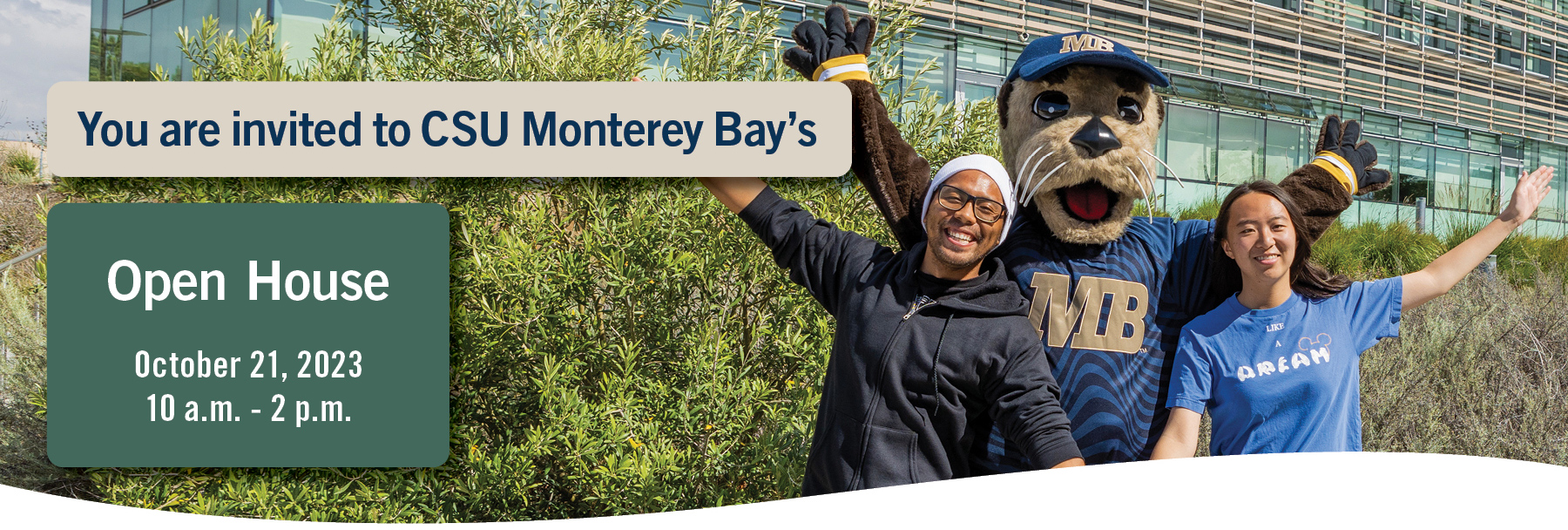 Banner with a photo of Monte and students with text 