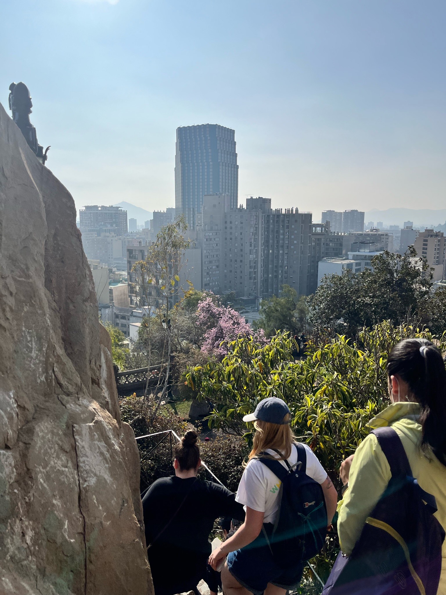 Study Abroad Students decending stairs in Santiago, Chile