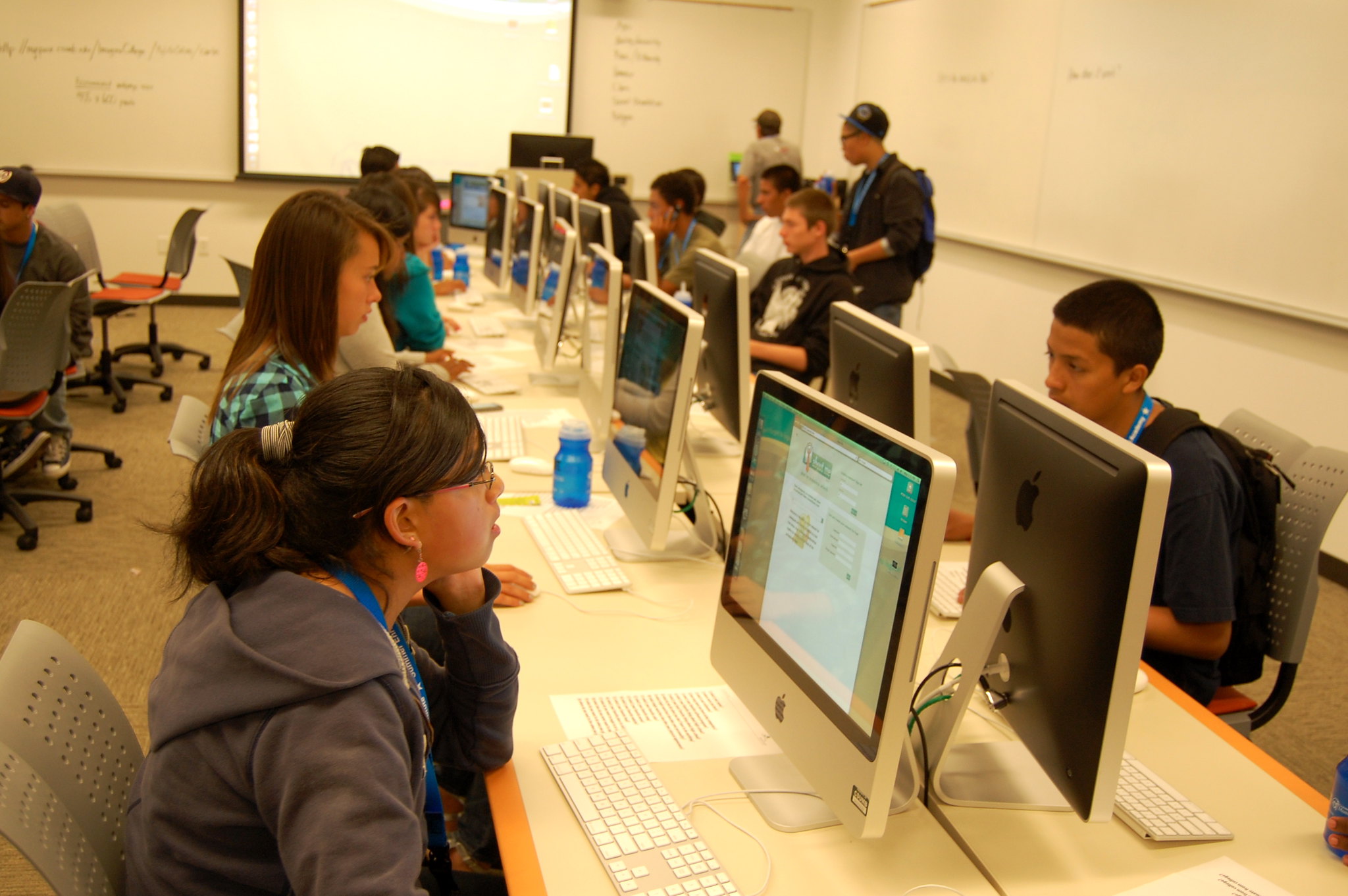 Information Systems students working in the computer lab