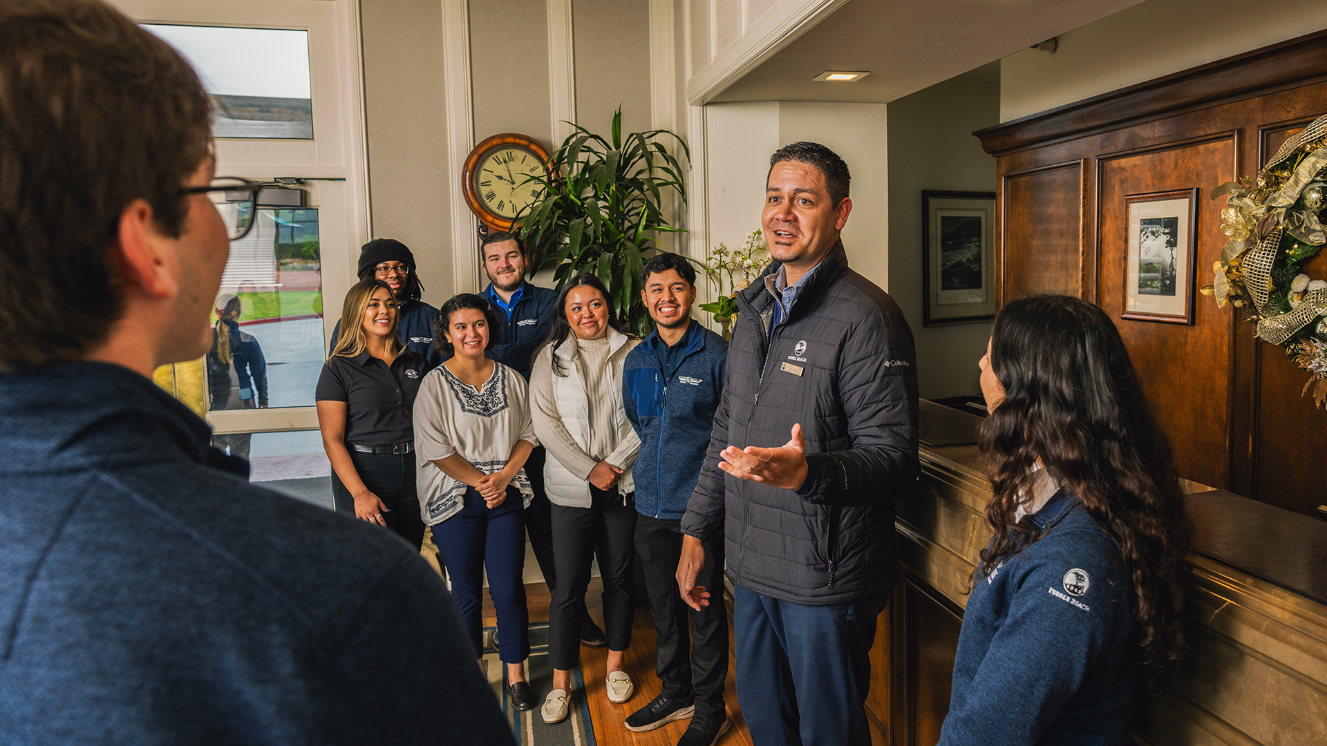 Hospitality management students at the PBC lobby