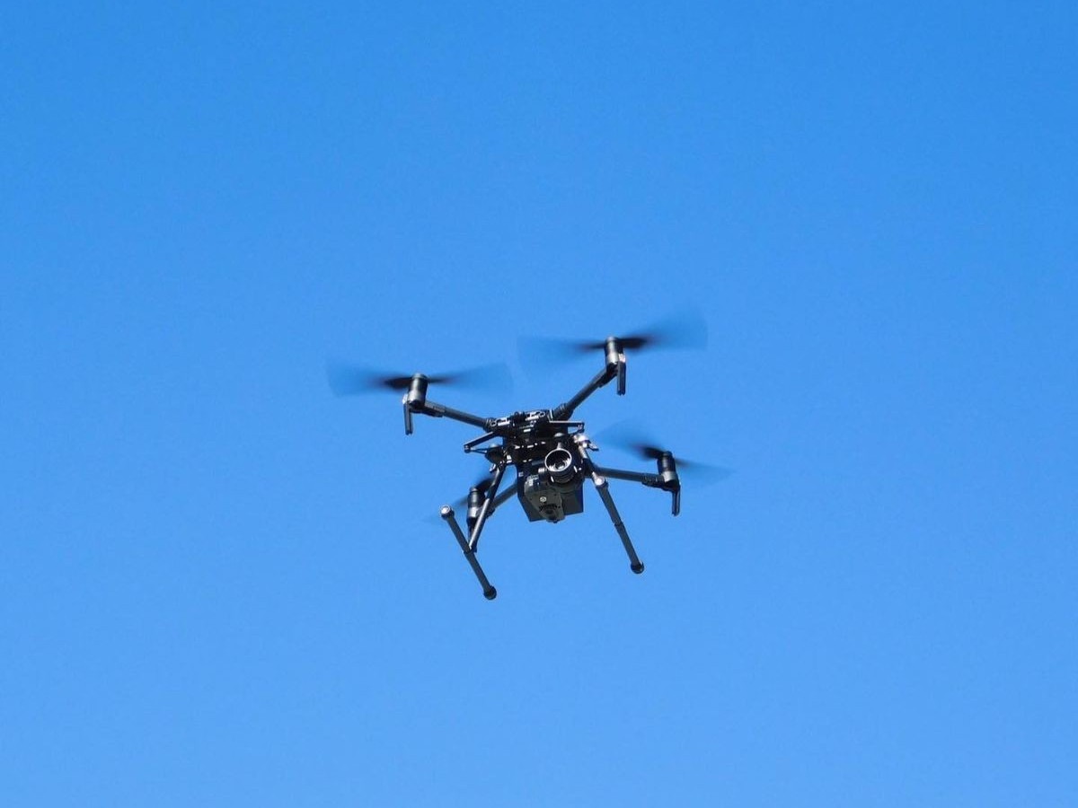 Student flying Drone.