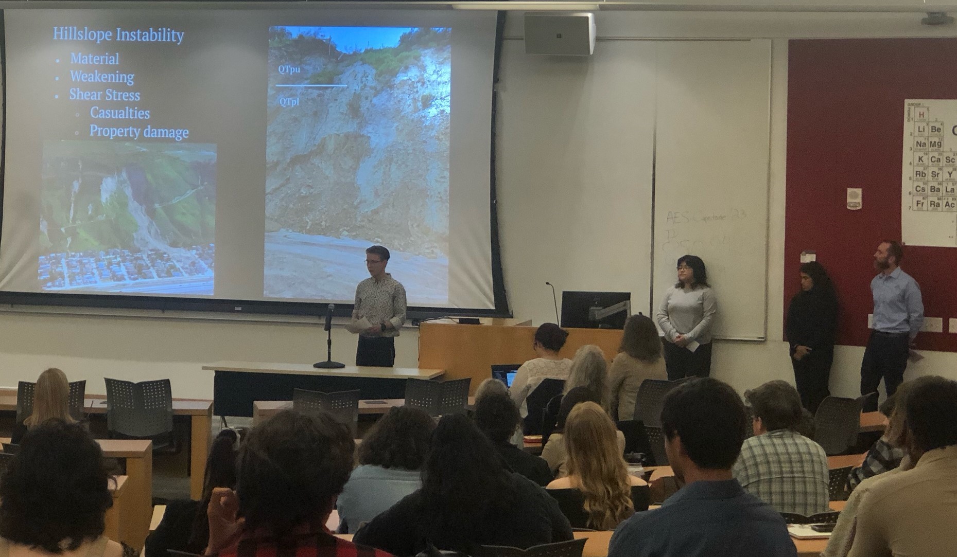 Students presenting their research to a classroom