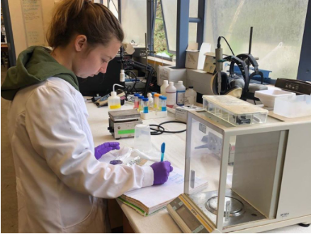 marine science student in laboratory setting