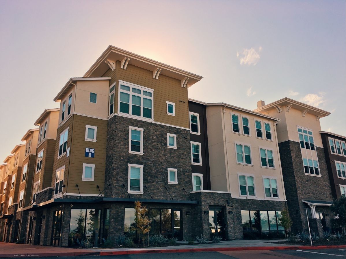 Photo of the promontory apartments on campus