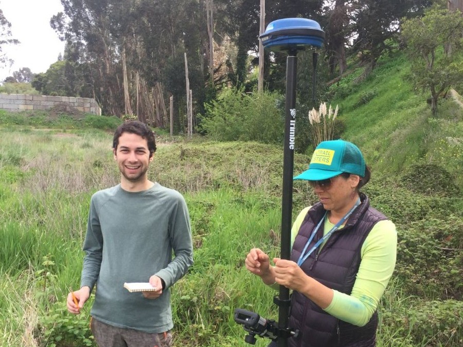 Students collecting data in the field