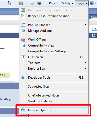 Internet Options