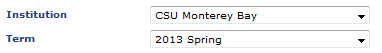 Institution and Term OASIS Screenshot