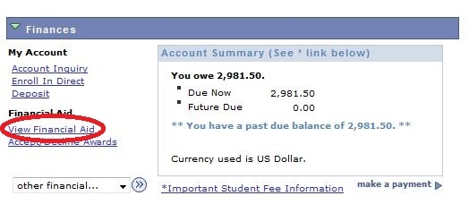 Step 1 View Financial Aid