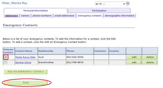 Step 13 Primary contact