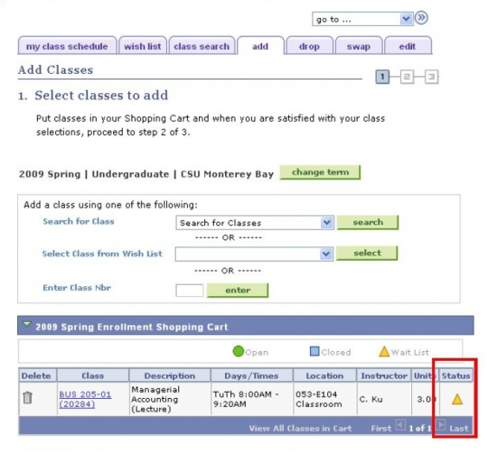 Step 3 Select Class