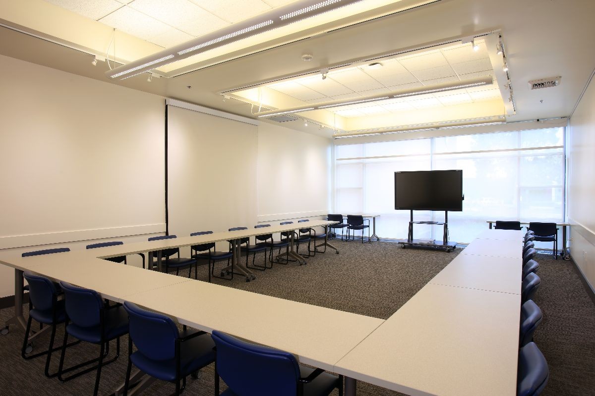 Gabilan room set up with tables and chairs in a U shape