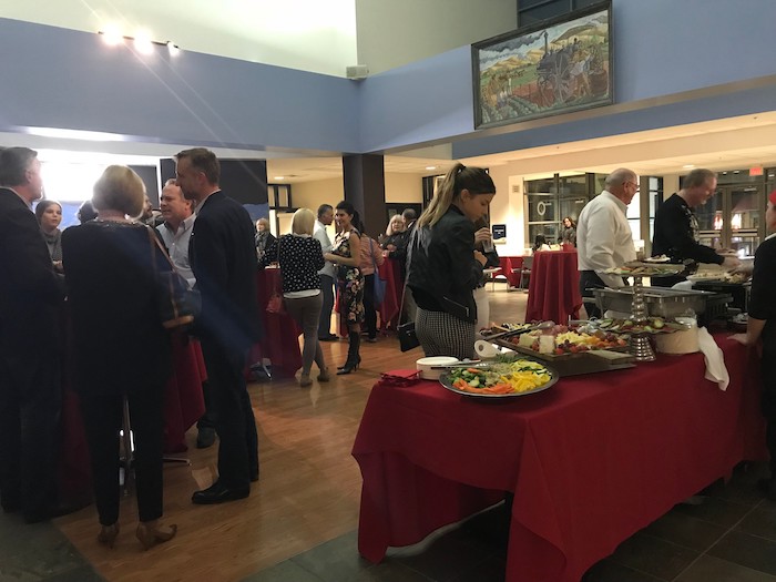 Rotunda set up with cabs and snack table