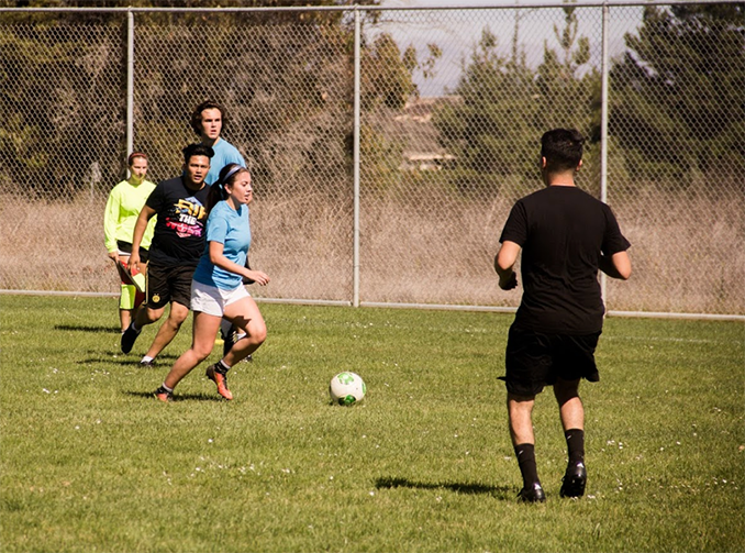 Live action shot of Outdoor Soccer