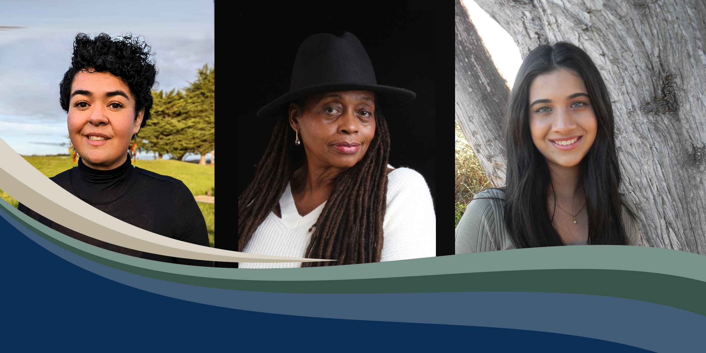 Poet Laureate Rachelle Escamilla, Ayodele Nzinga and Mahi Shah